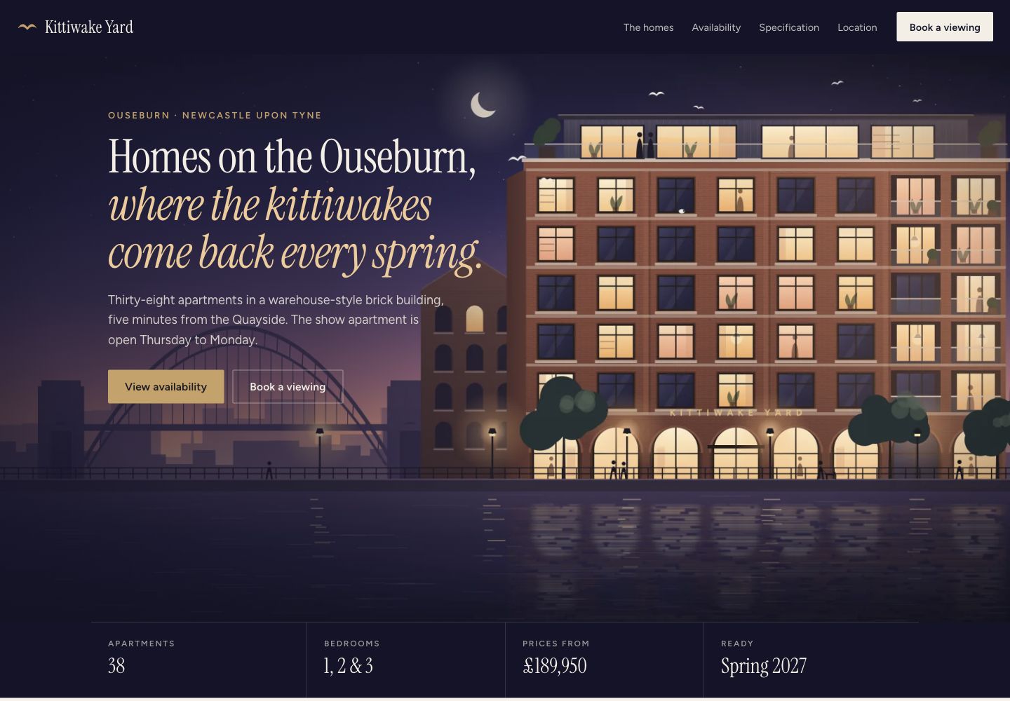 Kittiwake Yard website preview, showing its layout, typography and imagery